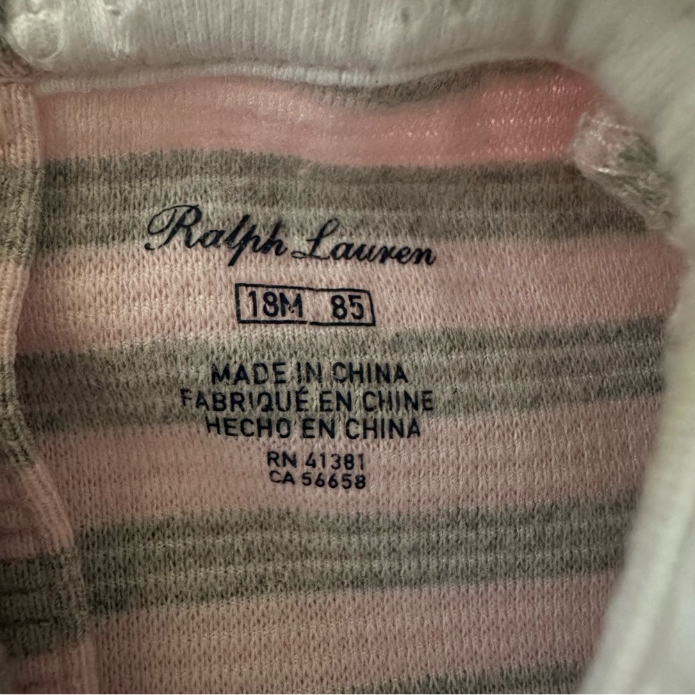 Ralph Lauren 18 Months Baby Girl Pink Gray Stripe Ponte Dress - Picture 4 of 5
